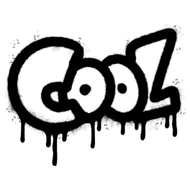 Sprey boyalı Grafiti Kelime. Beyaz bir arka planla izole edilmiş. Grafiti yazı tipi. Üzerine siyah ve beyaz püskürtülmüş. Vektör illüstrasyonu.