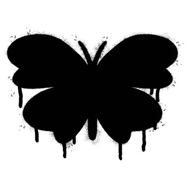 Sprey boyalı Grafiti Kelebek simgesi Beyaz bir arkaplan ile izole edilmiş.