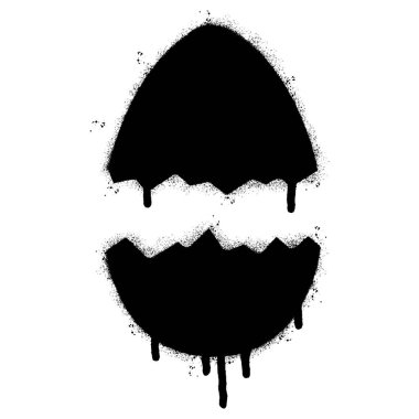 Sprey boyalı Grafiti kırık yumurta ikonu. Beyaz bir arka plan ile izole edilmiş..