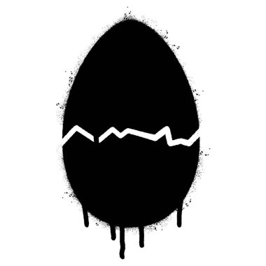 Sprey boyalı Grafiti kırık yumurta ikonu. Beyaz bir arka plan ile izole edilmiş..