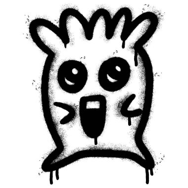 Sprey boyalı Grafiti şirin canavar simgesi. Beyaz bir arka plan ile izole edilmiş..