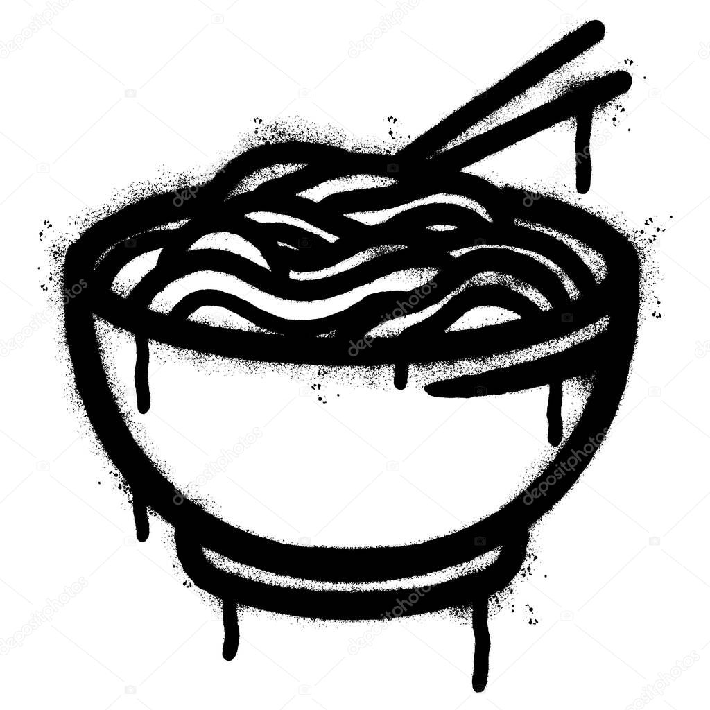 Spray Painted Graffiti Noodles symbol Sprayed isolated with a white background. graffiti Noodles icon with over spray in black over white. Vector illustration.