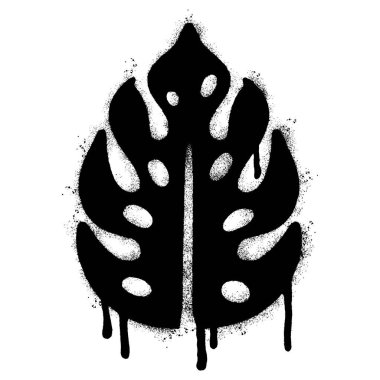 Sprey boyalı graffiti canavarı yaprağı beyaz arkaplanda izole edilmiş..