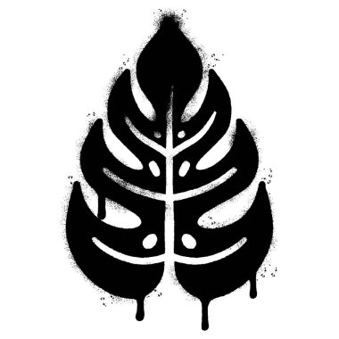 Sprey boyalı graffiti canavarı yaprağı beyaz arkaplanda izole edilmiş..