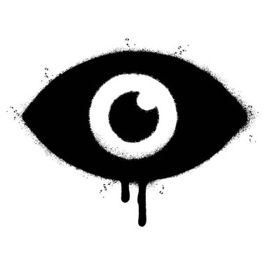 Sprey boyalı Grafiti göz simgesi beyaz arka planda izole edildi. vektör illüstrasyonu.