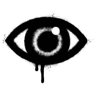 Sprey boyalı Grafiti göz simgesi beyaz arka planda izole edildi. vektör illüstrasyonu.