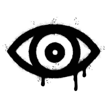 Sprey boyalı Grafiti göz simgesi beyaz arka planda izole edildi. vektör illüstrasyonu.