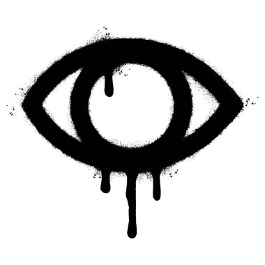 Sprey boyalı Grafiti göz simgesi beyaz arka planda izole edildi. vektör illüstrasyonu.