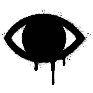Sprey boyalı Grafiti göz simgesi beyaz arka planda izole edildi. vektör illüstrasyonu.