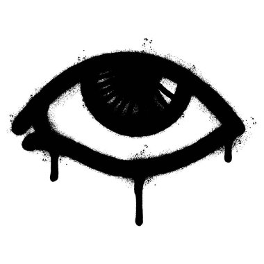 Sprey boyalı Grafiti göz simgesi beyaz arka planda izole edildi. vektör illüstrasyonu.