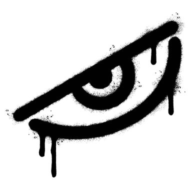 Sprey boyalı Grafiti göz simgesi beyaz arka planda izole edildi. vektör illüstrasyonu.