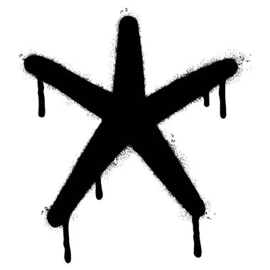 Sprey boyalı Graffiti yıldız simgesi beyaz arkaplanda izole edildi. vektör illüstrasyonu.