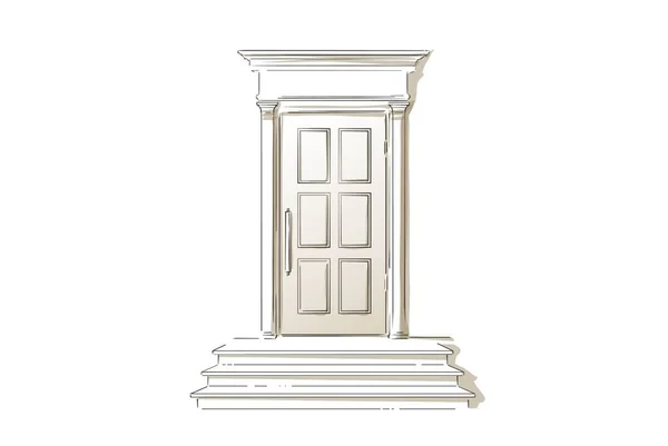 Porte Entrée Maison Extérieur Entrée Maison Classique Illustration Croquis Vectoriels — Image vectorielle