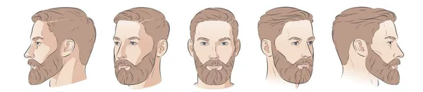 Homme Barbu Barbershop Coupe Coiffure Hipster Barbu Une Coupe Cheveux — Image vectorielle
