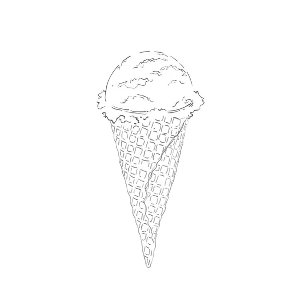 Ice Cream Scoops Waffle Cones Assorted Balls Vanilla Citrus Strawberry — Stock Vector