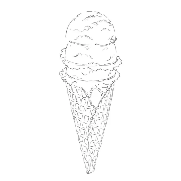 Ice Cream Scoops Waffle Cones Assorted Balls Vanilla Citrus Strawberry — Stock Vector