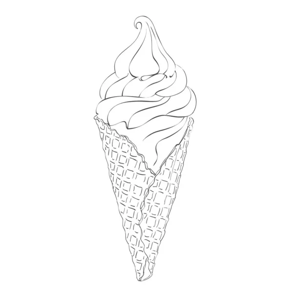 Мороженое Вафельных Рожках Различными Шариками Ванили Цитрусовых Клубники Мяты Шоколада — стоковый вектор