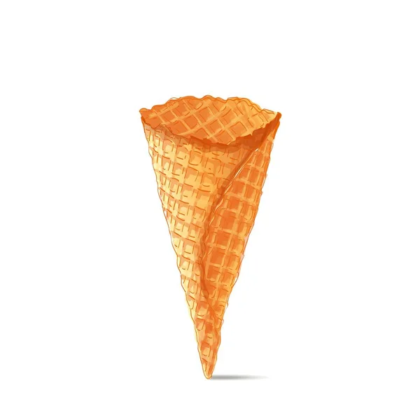冰淇淋华夫饼锥形 巧克力矢量逼真线条说明 — 图库矢量图片