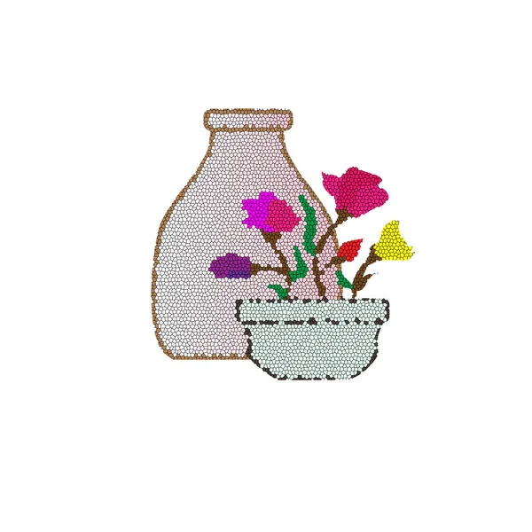 Flower Glass Vase — Stock Vector