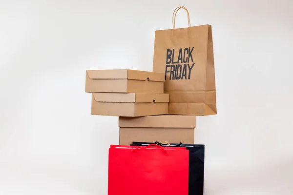 black friday shopping bag isolated with black and red colors  and with mock up space for writing