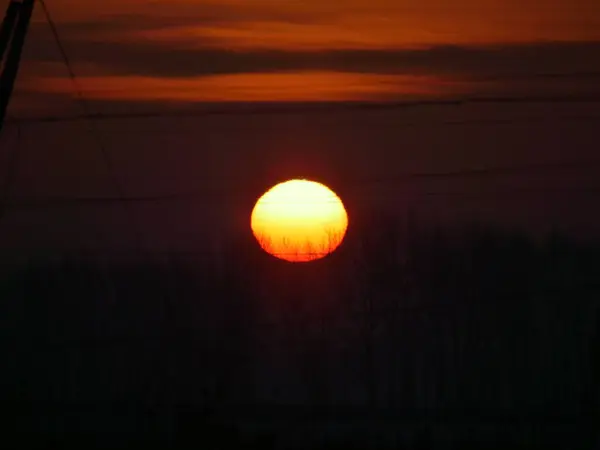 Silueta Západu Slunce Nad Městem — Stock fotografie