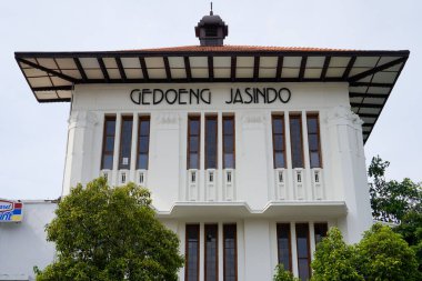 Eski şehir Jakarta, 19 Aralık 2023 - bir müze olan Jasindo binasının yakın görüntüsü 