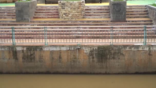 Água Rio Que Flui Rapidamente Após Chuva Com Água Marrom — Vídeo de Stock
