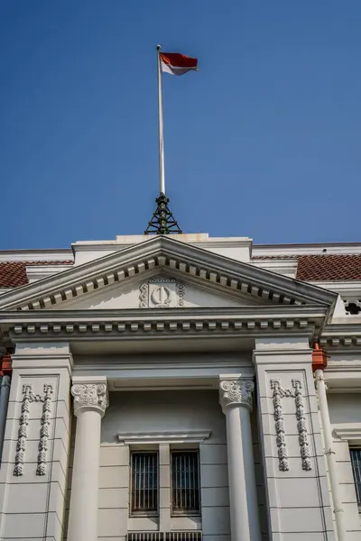 stock image bottom view of classic old building against sky with empty photocopy space.