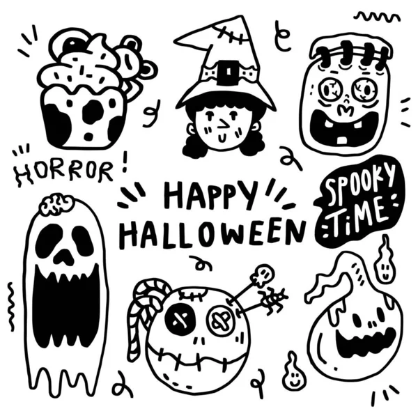 Ručně Kreslená Halloween Čára Pro Šablony — Stockový vektor