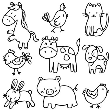 Şablon için el çizimi hayvan