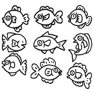 Şablon için el çizimi balık