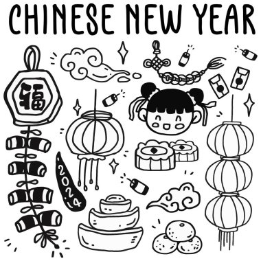 Şablonlar için Çince yeni yıl element tasarımı.