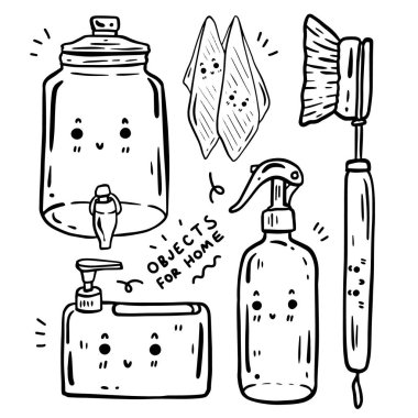 Şablonlar için sevimli nesneler ve metin çizildi