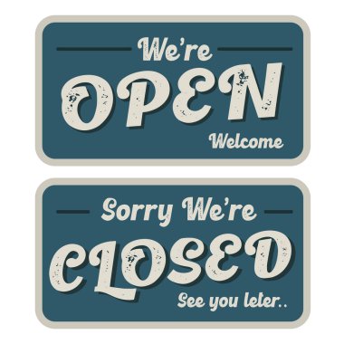 şablonlar için açık ve kapalı işaret dükkanı ögesi tasarımı