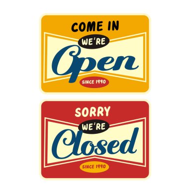 şablonlar için açık ve kapalı işaret dükkanı ögesi tasarımı