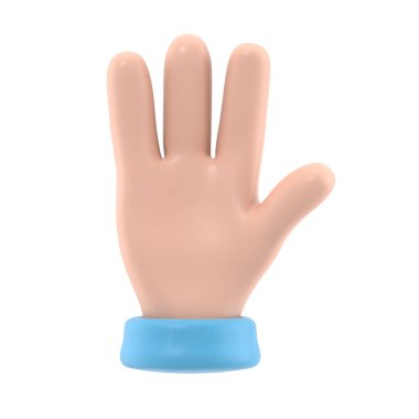 Çizgi film Jest Simgesi Mockup.İnsanlar çeşitli jestler yapar. Jest ikonu. Çeşitli aletlerle insan eli. Beyaz arkaplanda 3B görüntüleme.