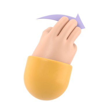 Çizgi film Jest Simgesi Mockup.İnsanlar çeşitli jestler yapar. Jest ikonu. Çeşitli aletlerle insan eli. Beyaz arkaplanda 3B görüntüleme.