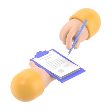 Çizgi film Jest Simgesi Mockup.İnsanlar çeşitli jestler yapar. Jest ikonu. Çeşitli aletlerle insan eli. Beyaz arkaplanda 3B görüntüleme.