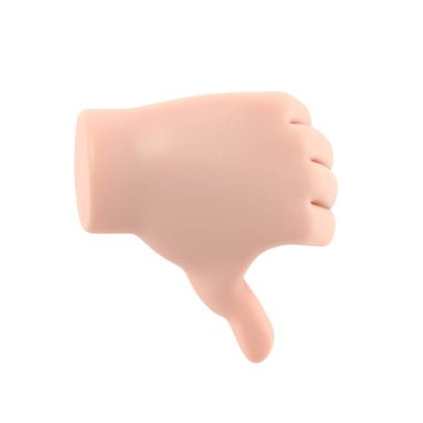 Çizgi film Jest Simgesi Mockup.İnsanlar çeşitli jestler yapar. Jest ikonu. Çeşitli aletlerle insan eli. Beyaz arkaplanda 3B görüntüleme.