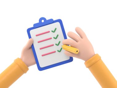 Kontrol listesi 3d illüstrasyon