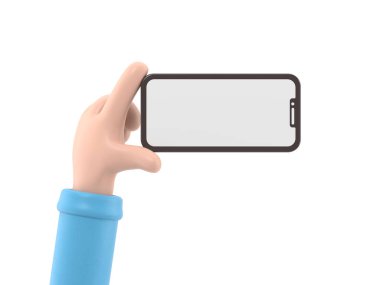 Akıllı telefonlu bir el. vektör illüstrasyonu.