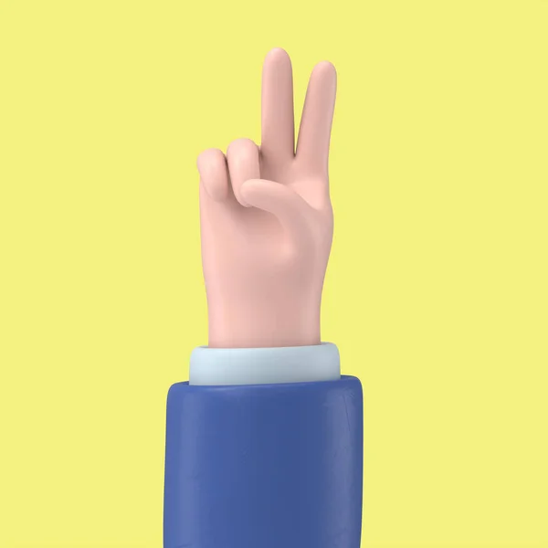 卡通人物的姿势是Icon Mockup 人们做各种姿势 Gesture图标 人类的手与各种工具 白色背景的3D渲染 — 图库照片