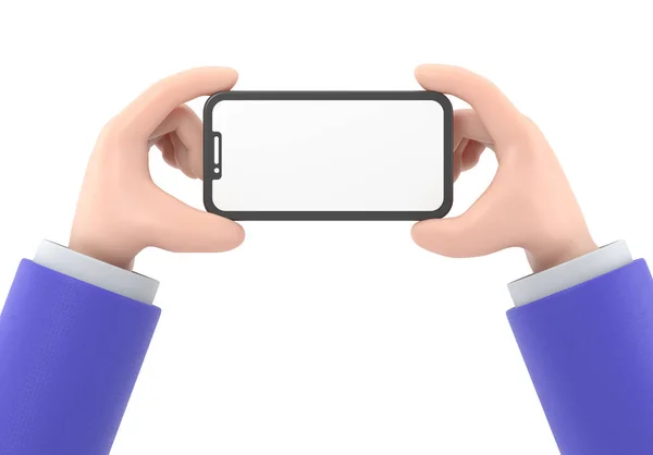 Man Holding Smart Phone Isolated White Background — Stock Photo, Image