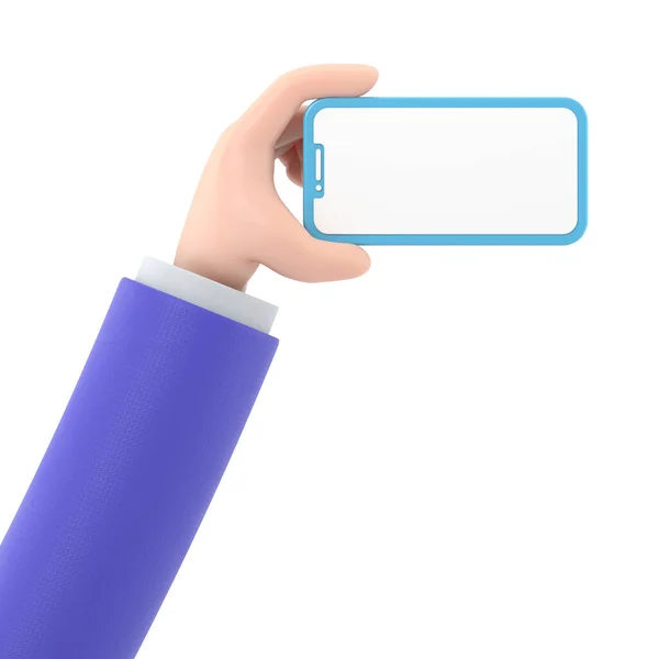 Smartphone Mão Sobre Fundo Branco Isolado — Fotografia de Stock