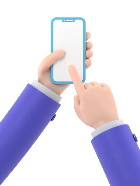 Darstellung Der Hand Zeigt Smartphone Mit Leerem Bildschirm — Stockfoto