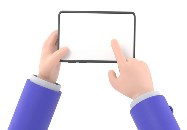Mãos Homem Negócios Com Tablet — Fotografia de Stock