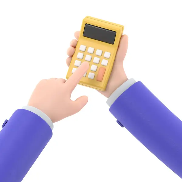 Renderowanie Ręcznego Trzymania Kalkulatora — Zdjęcie stockowe