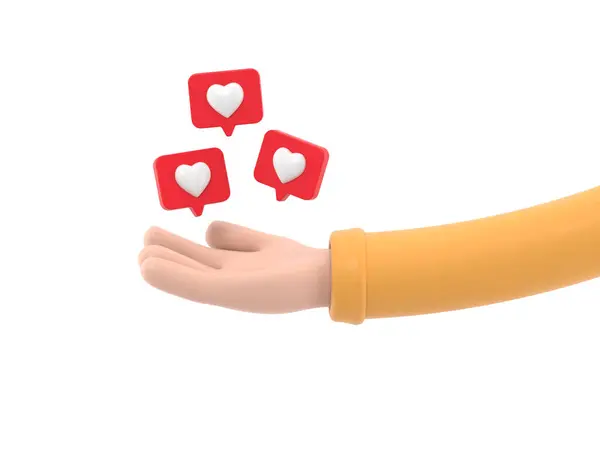 Rendering Hand Holding Heart Icon Isolated White Background — Stock Photo, Image