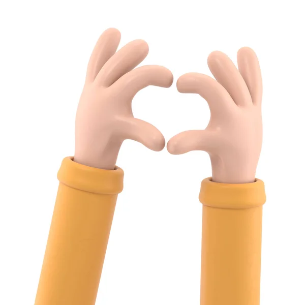 Mãos Amarelas Fazendo Gesto Com Coração — Fotografia de Stock