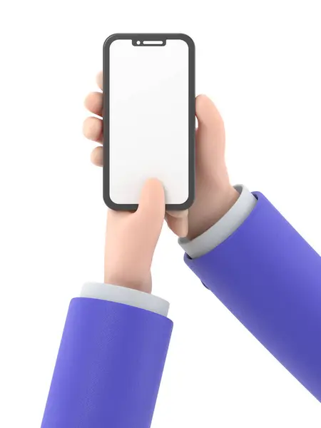 Renderowanie Człowieka Trzymającego Smartfona Ręku — Zdjęcie stockowe